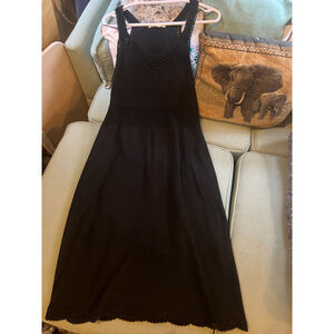 100% Cotton! Women's Dakini Black Crochet Knit Midi Dress M